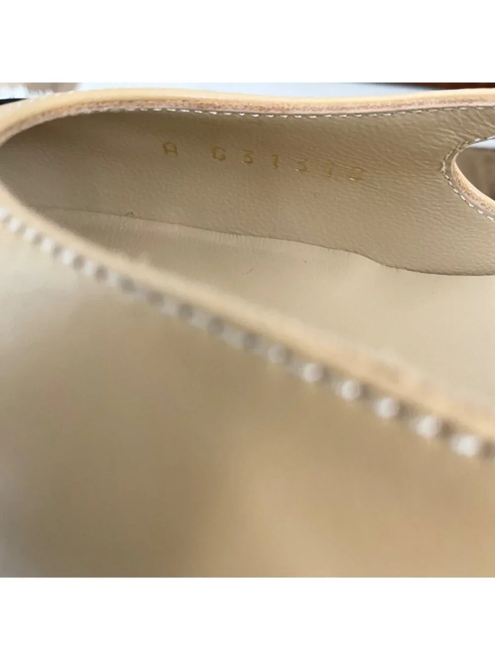 CHANEL Interlocking TWO tone beige Leather Slingback Pumps heels SZ37.5 US7